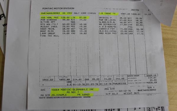 1976 Pontiac Trans Am 455 4BBL pkg